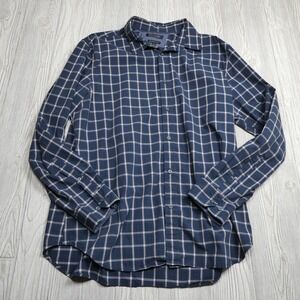Banana Republic Shirt Adult XL Blue‎ Plaid Custom 078 Wash Camden Fit Mens